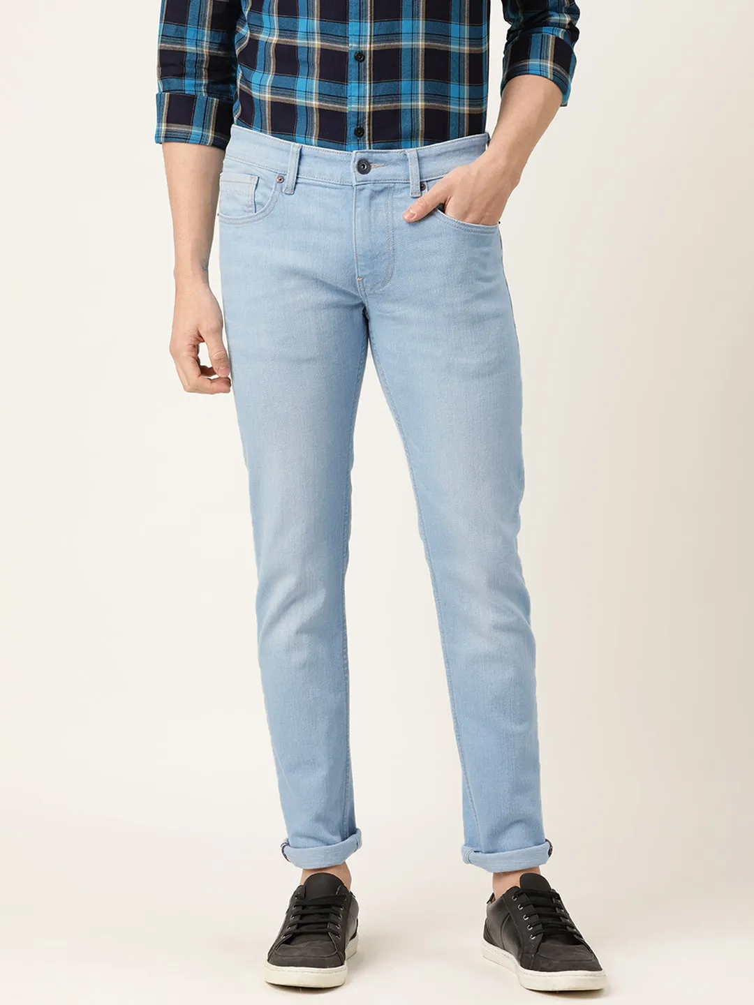 Blue Skinny Straight Fit Men's Denims by Being Human Clothing