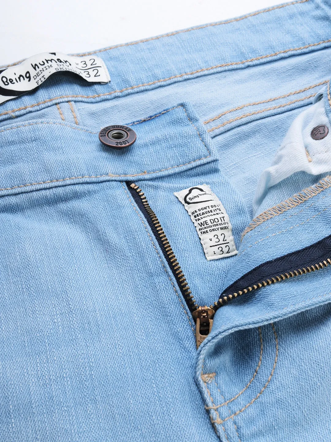 Blue Skinny Straight Fit Men's Denims by Being Human Clothing - Image 4