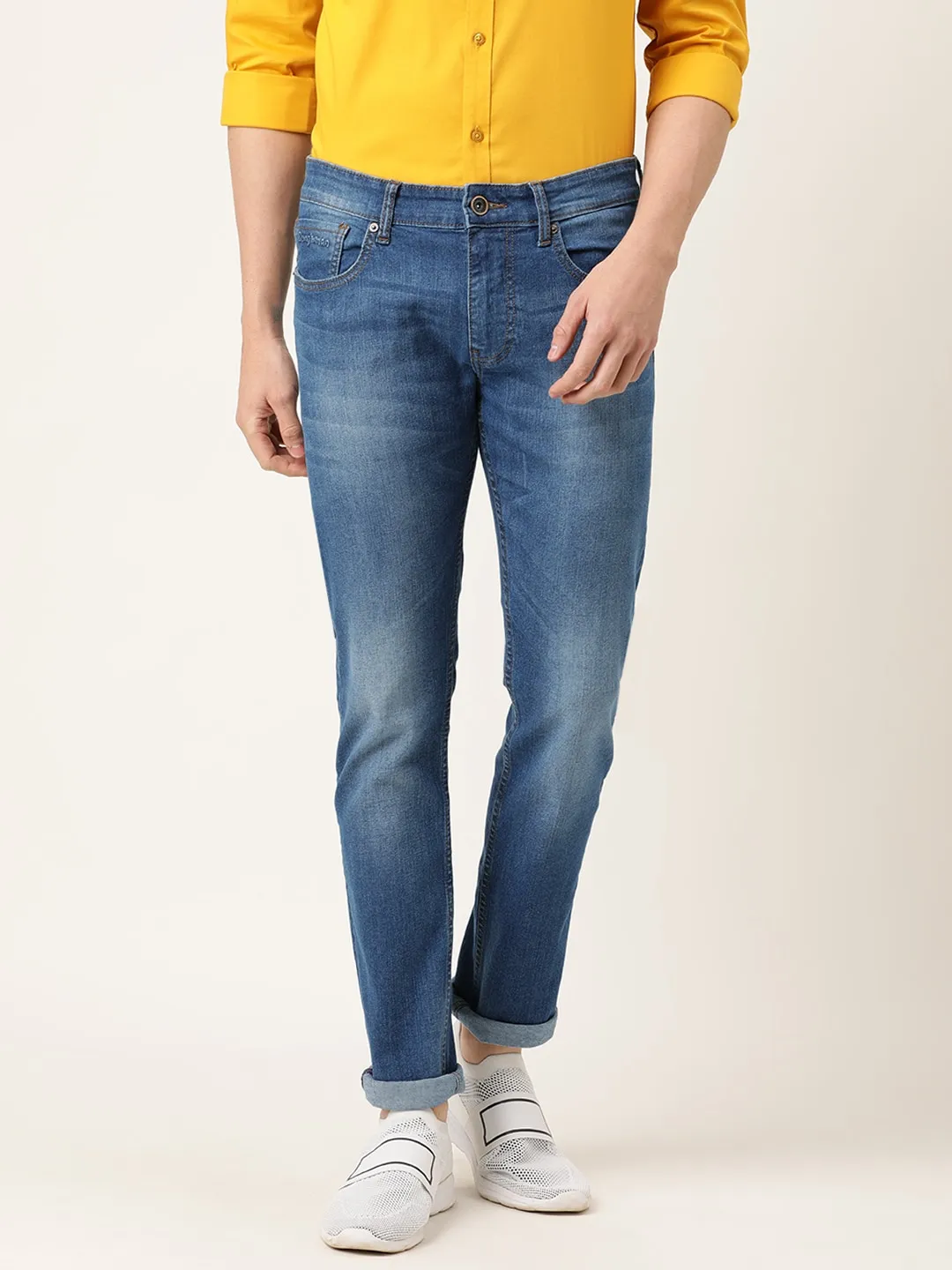 Blue Skinny Straight Fit Men's Denims by Being Human Clothing