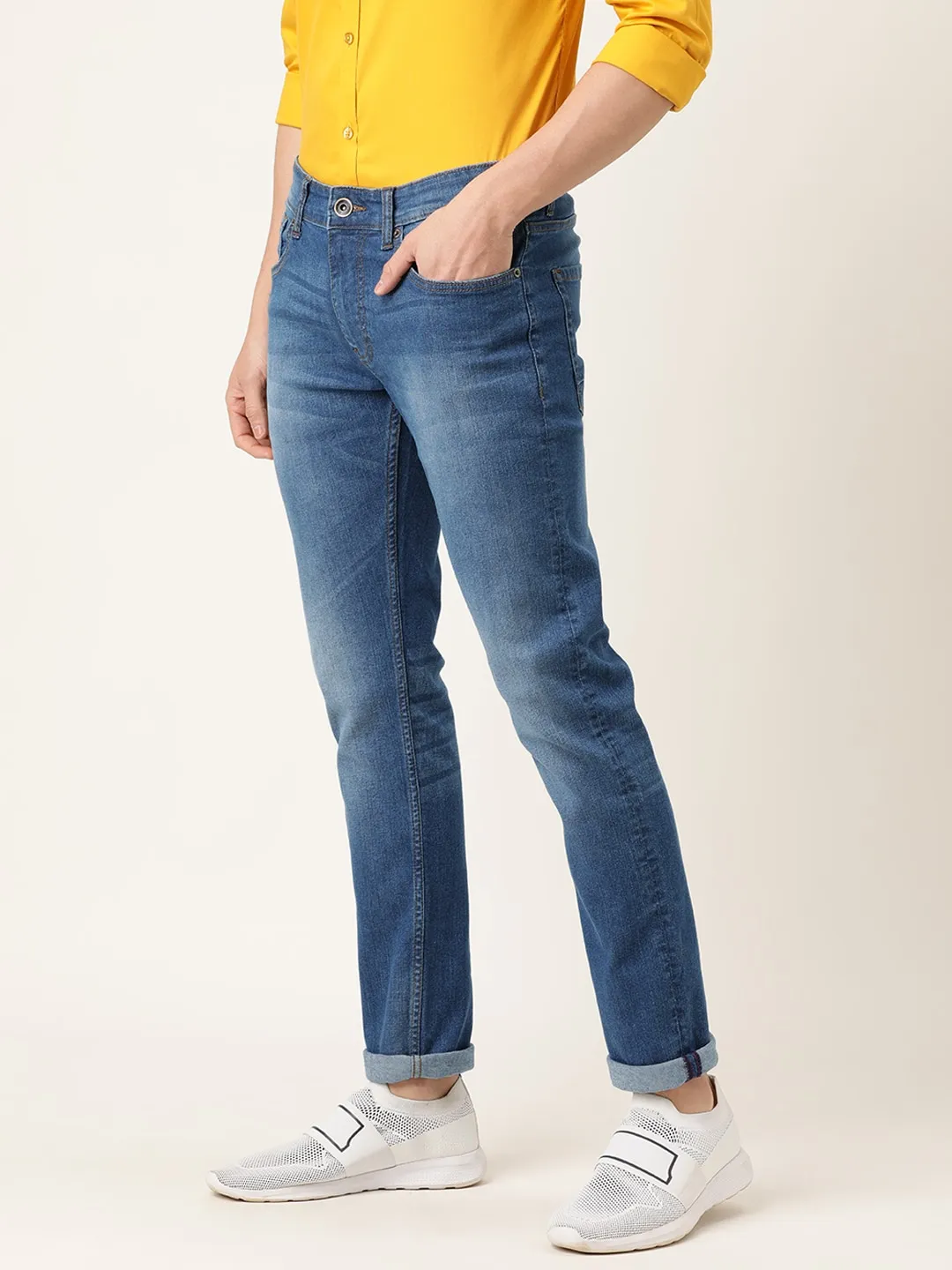 Blue Skinny Straight Fit Men's Denims by Being Human Clothing - Image 2
