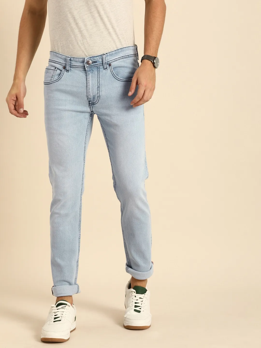 Blue Skinny Straight Fit Men's Denims by Being Human Clothing