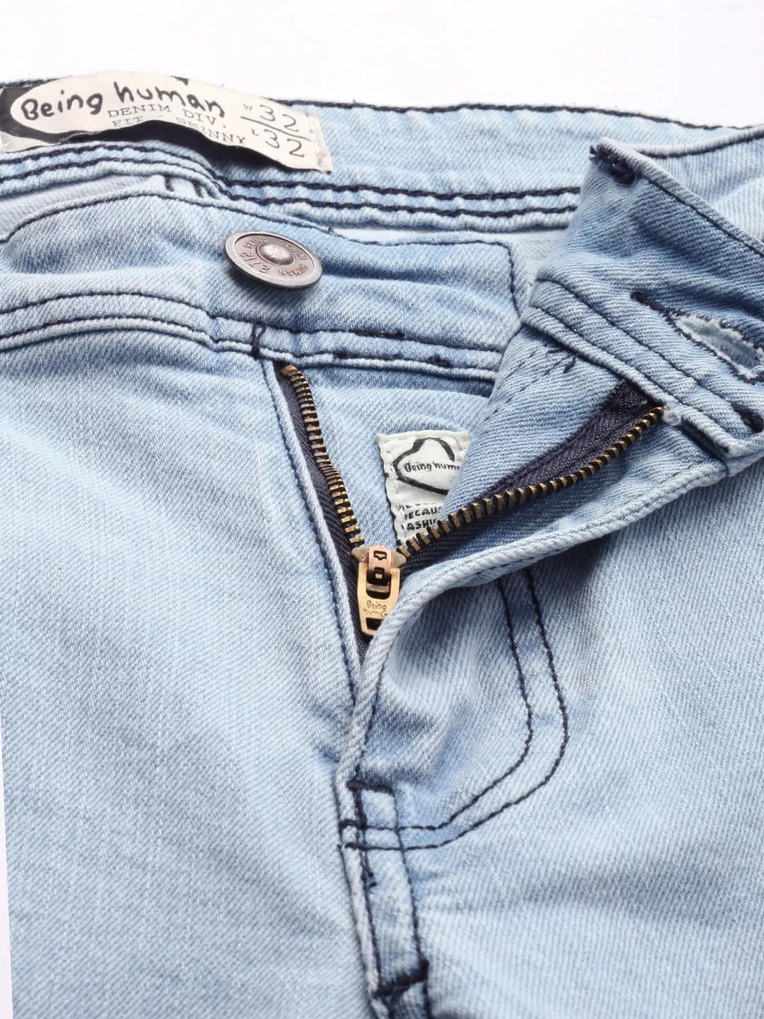 Blue Skinny Straight Fit Men's Denims by Being Human Clothing - Image 4