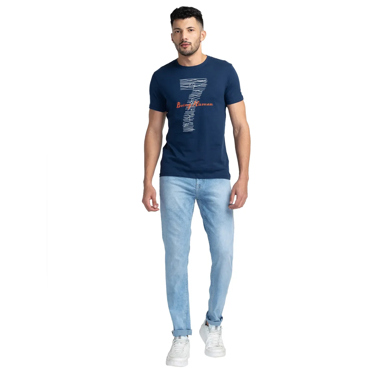 Blue Skinny Straight Fit Men's Denims by Being Human Clothing - Image 2