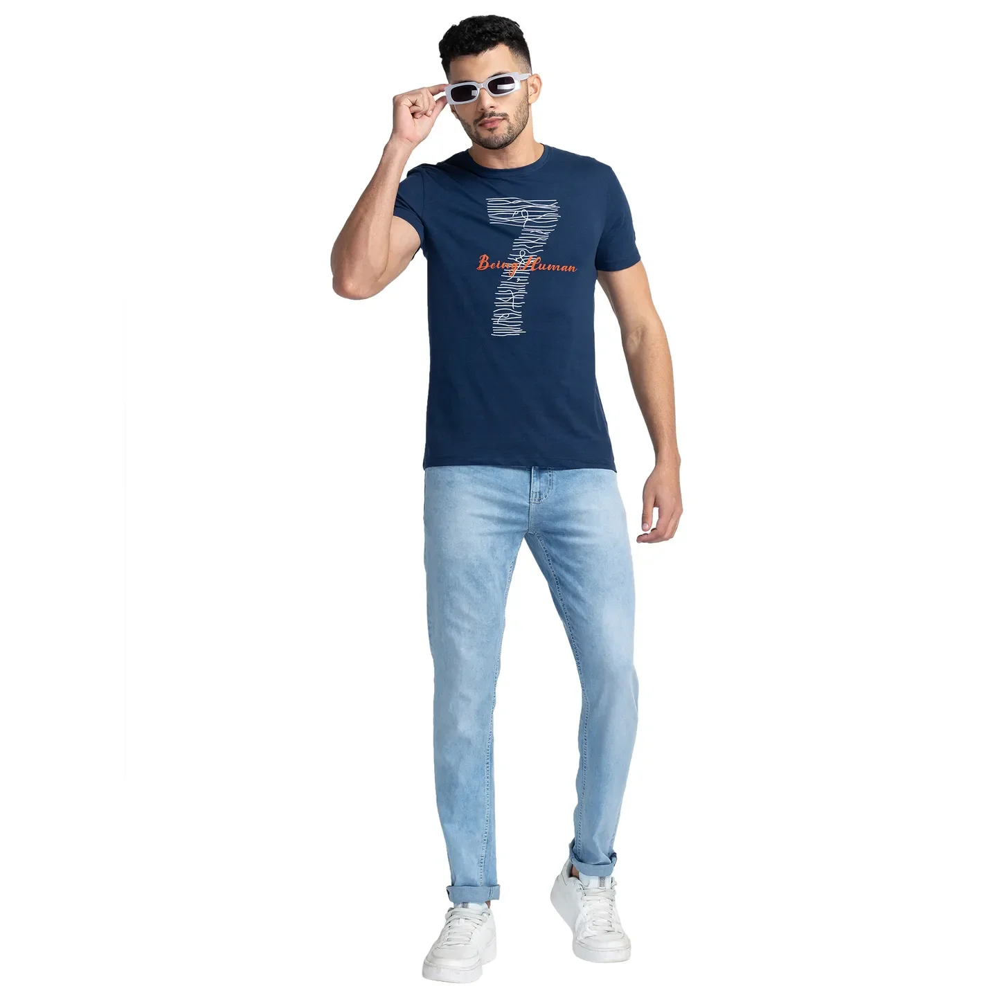 Blue Skinny Straight Fit Men's Denims by Being Human Clothing - Image 6