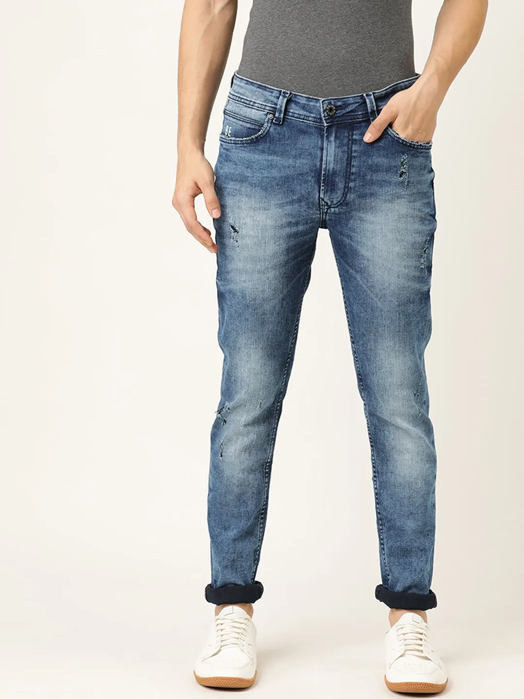 Blue Skinny Straight Fit Men's Denims by Being Human Clothing