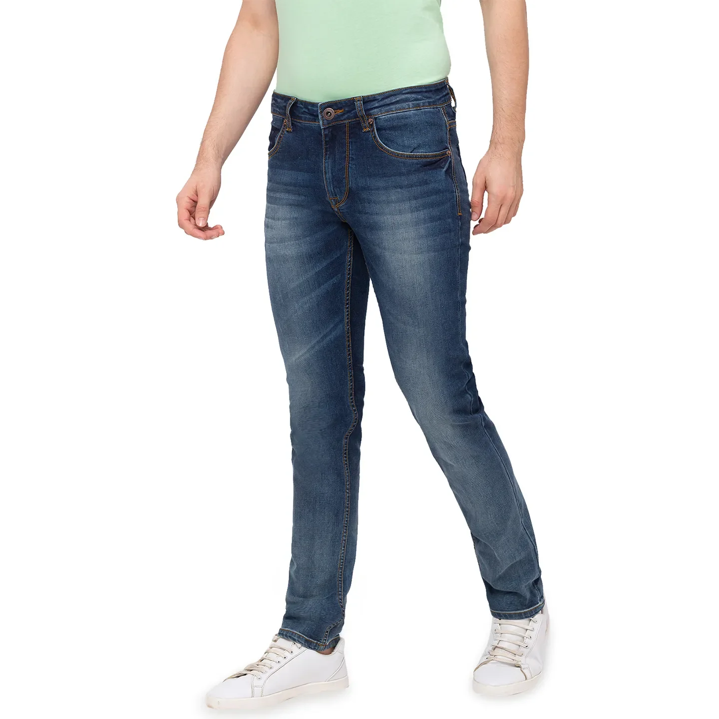 Blue Skinny Straight Fit Men's Denims by Being Human Clothing - Image 4