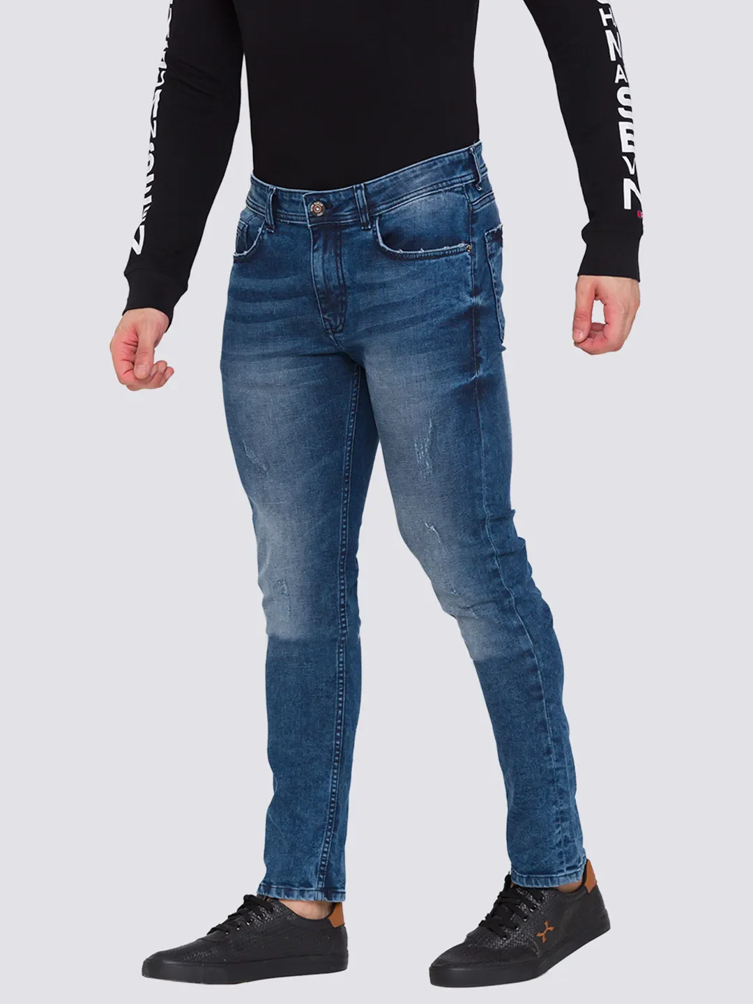 Blue Skinny Straight Fit Men's Denims by Being Human Clothing - Image 2