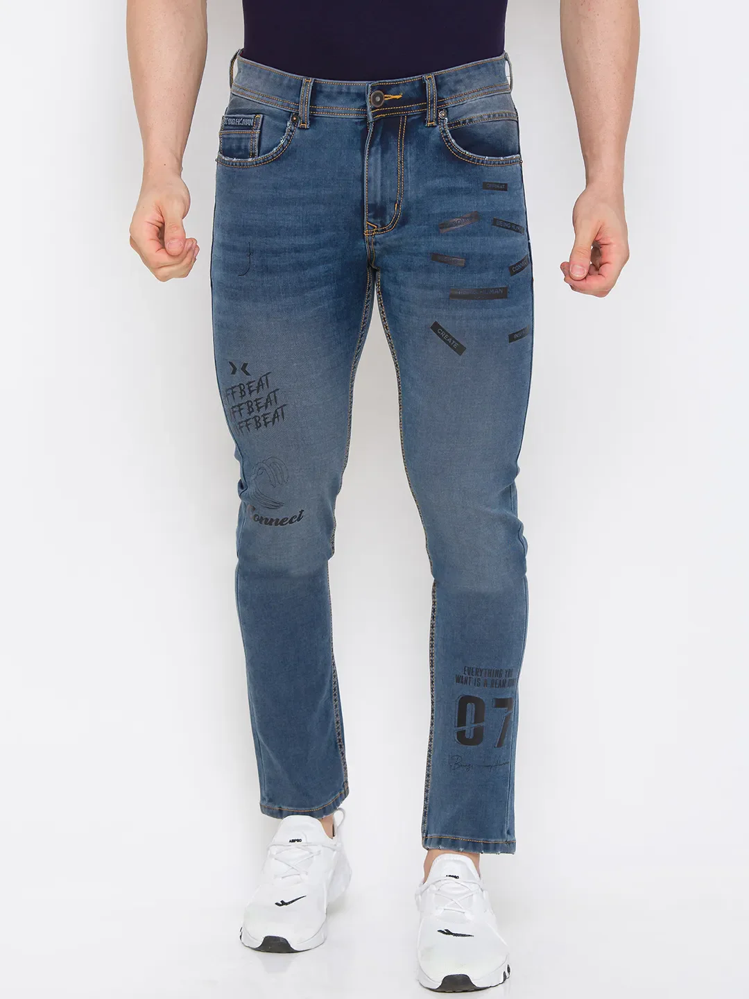 Blue Skinny Straight Fit Men's Denims by Being Human Clothing
