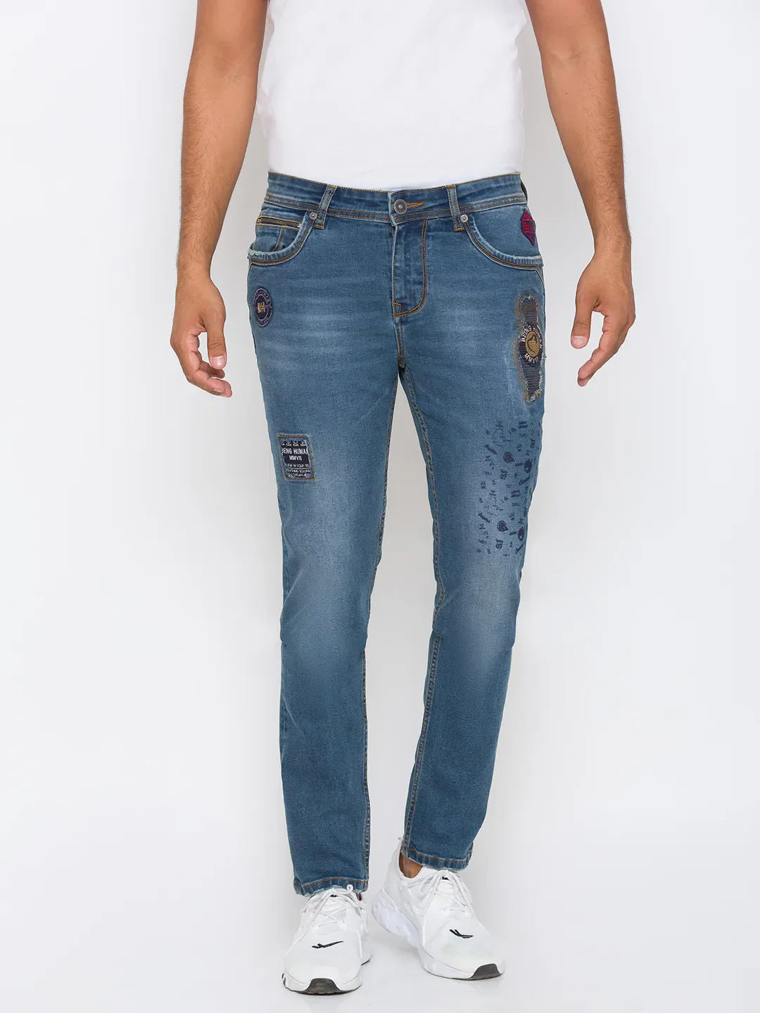 Blue Skinny Straight Fit Men's Denims by Being Human Clothing
