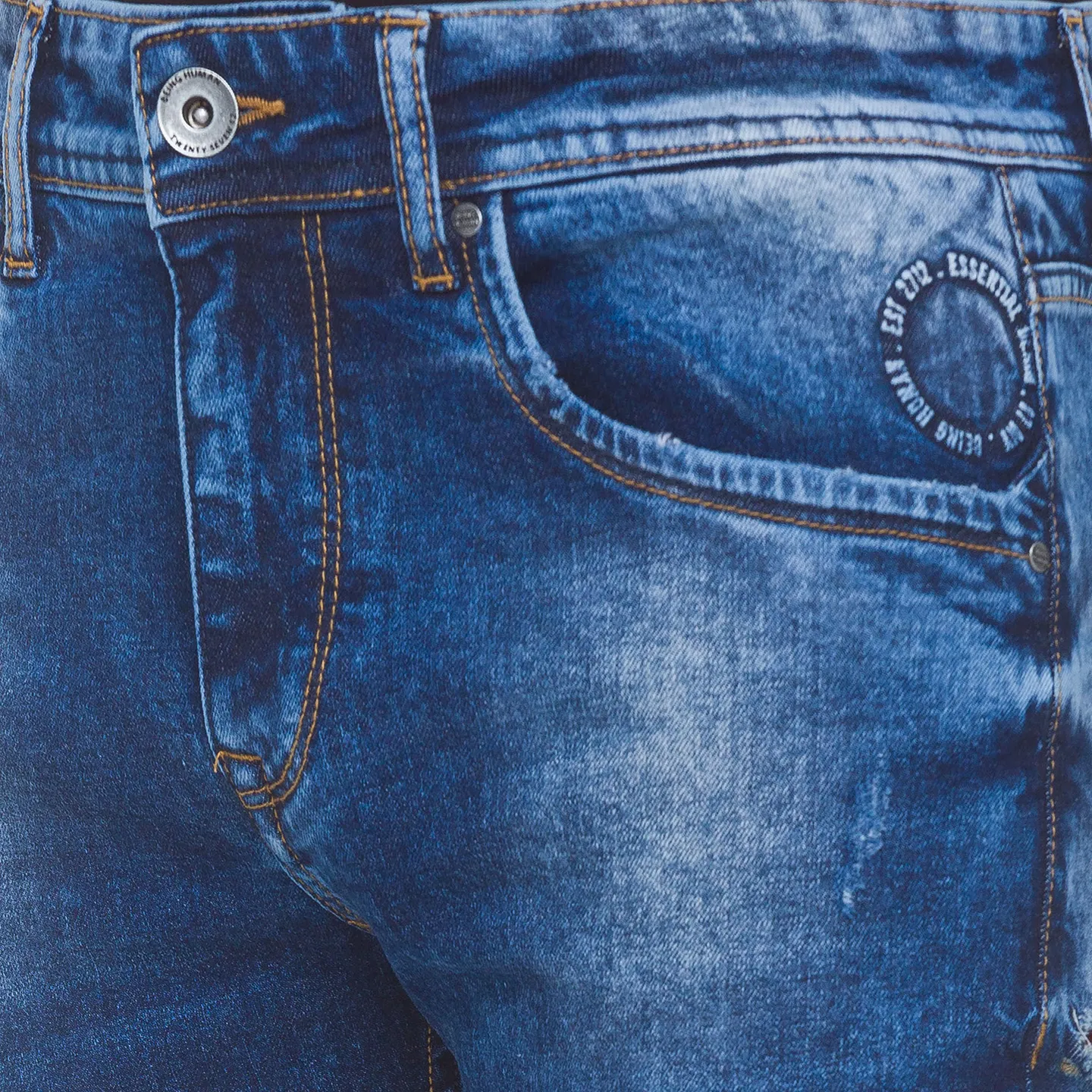 Blue Skinny Straight Fit Men's Denims by Being Human Clothing - Image 3