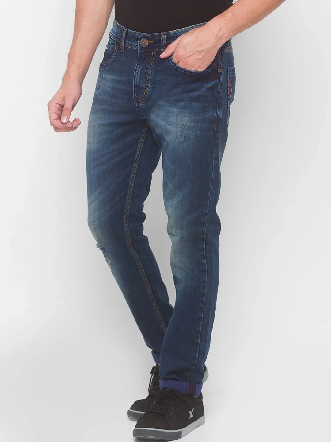 Blue Skinny Straight Fit Men's Denims by Being Human Clothing - Image 2