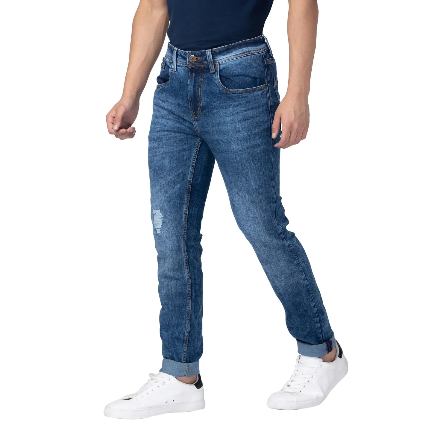 Blue Skinny Fit Denims For Men By Being Human Clothing - Image 2