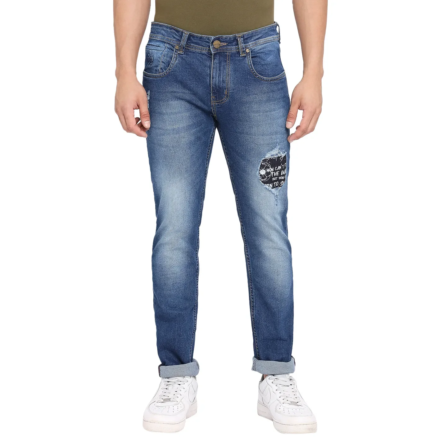 Blue Skinny Fit Denims For Men By Being Human Clothing