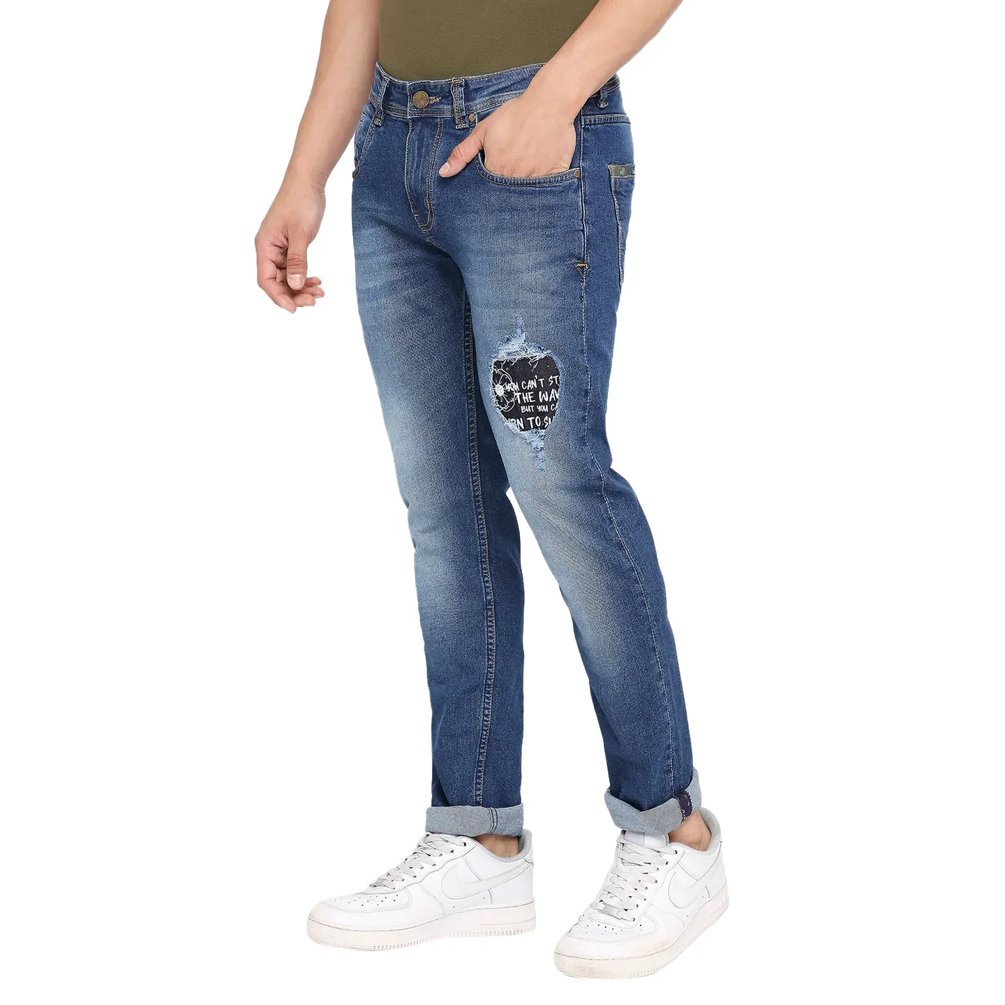 Blue Skinny Fit Denims For Men By Being Human Clothing - Image 2