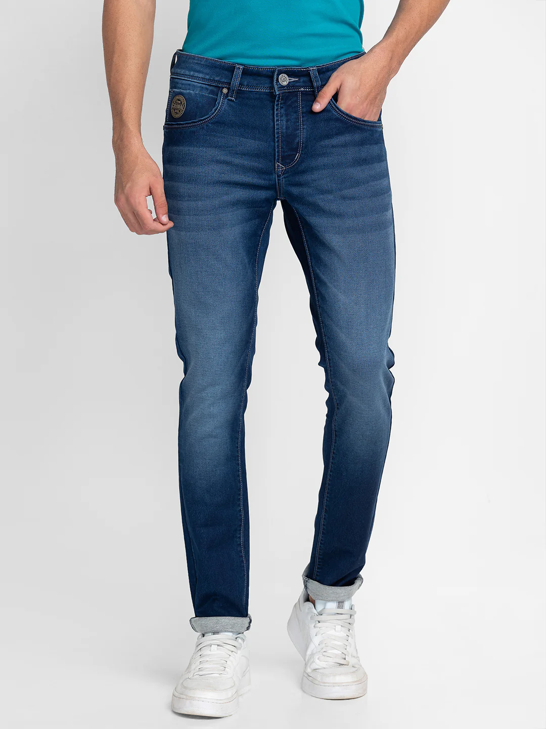 Blue Skinny Fit Denims For Men By Being Human Clothing
