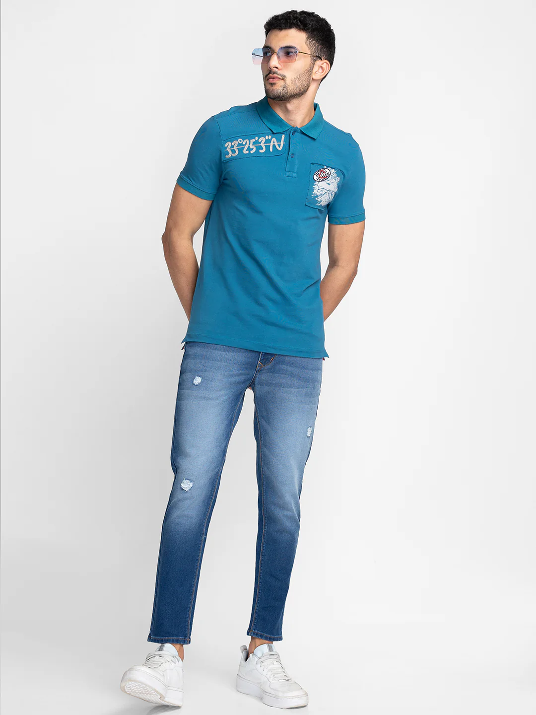 Blue Skinny Fit Denims For Men By Being Human Clothing - Image 6