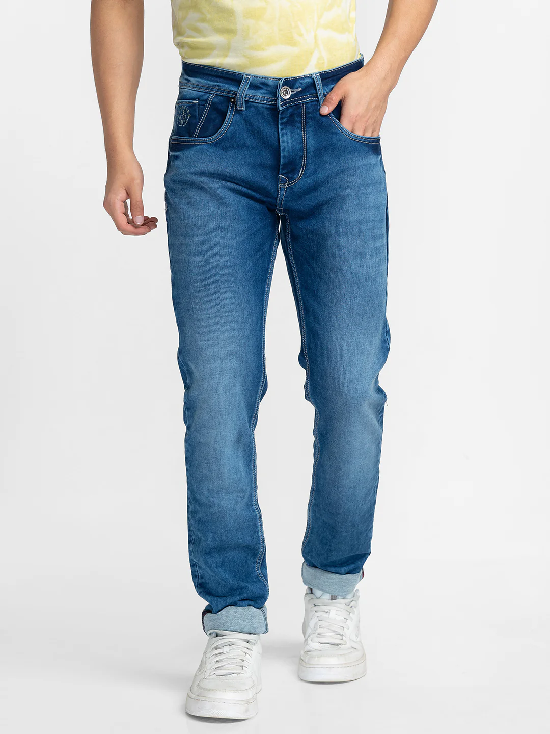Blue Skinny Fit Denims For Men By Being Human Clothing