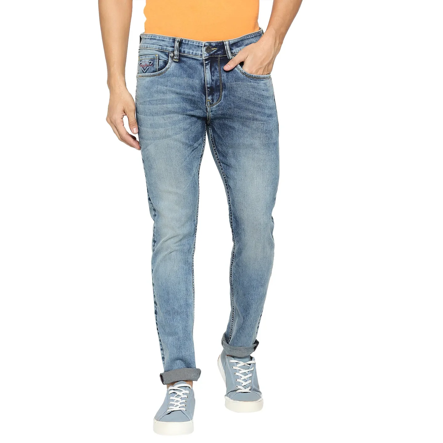 Blue Skinny Straight Fit Men's Denims by Being Human Clothing
