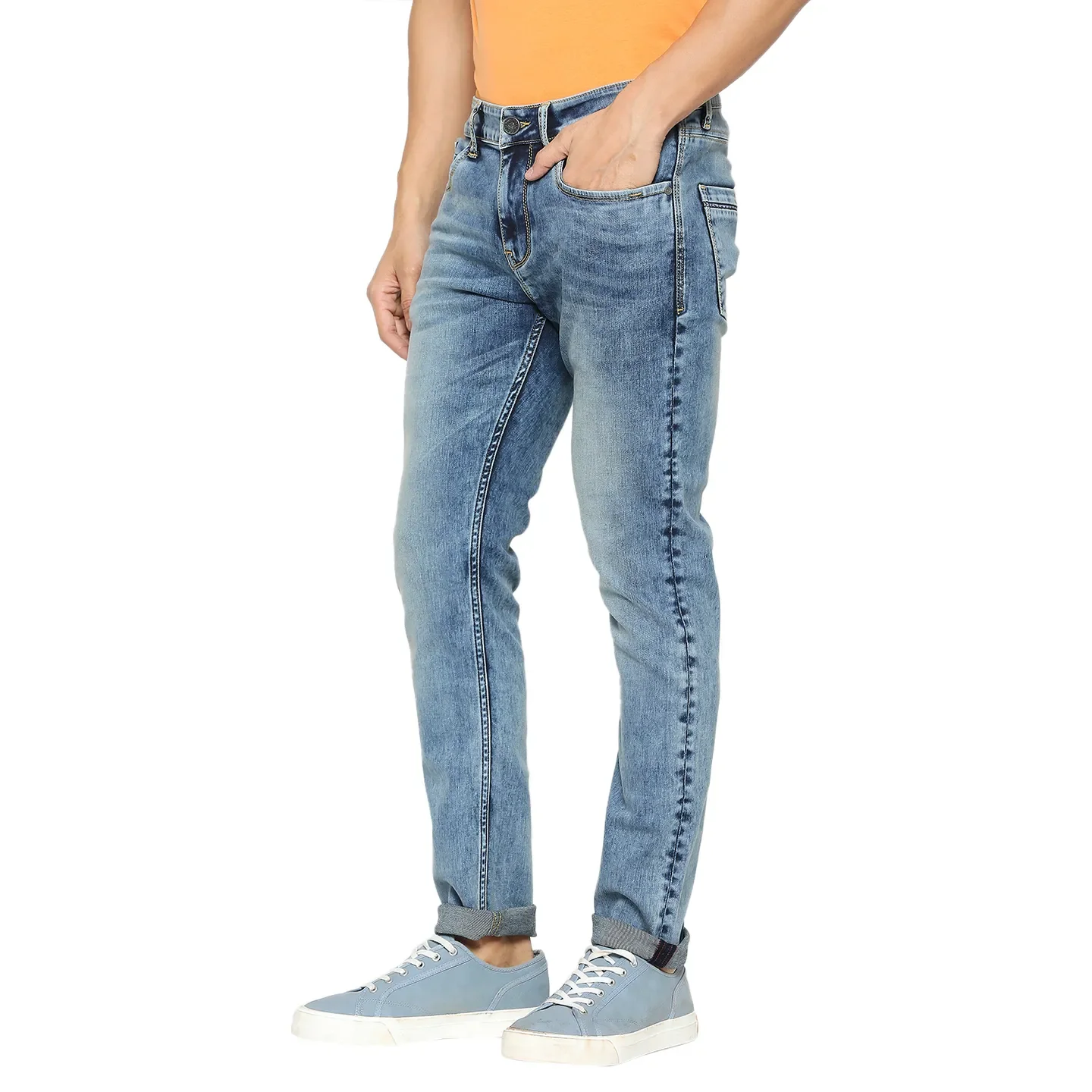 Blue Skinny Straight Fit Men's Denims by Being Human Clothing - Image 2