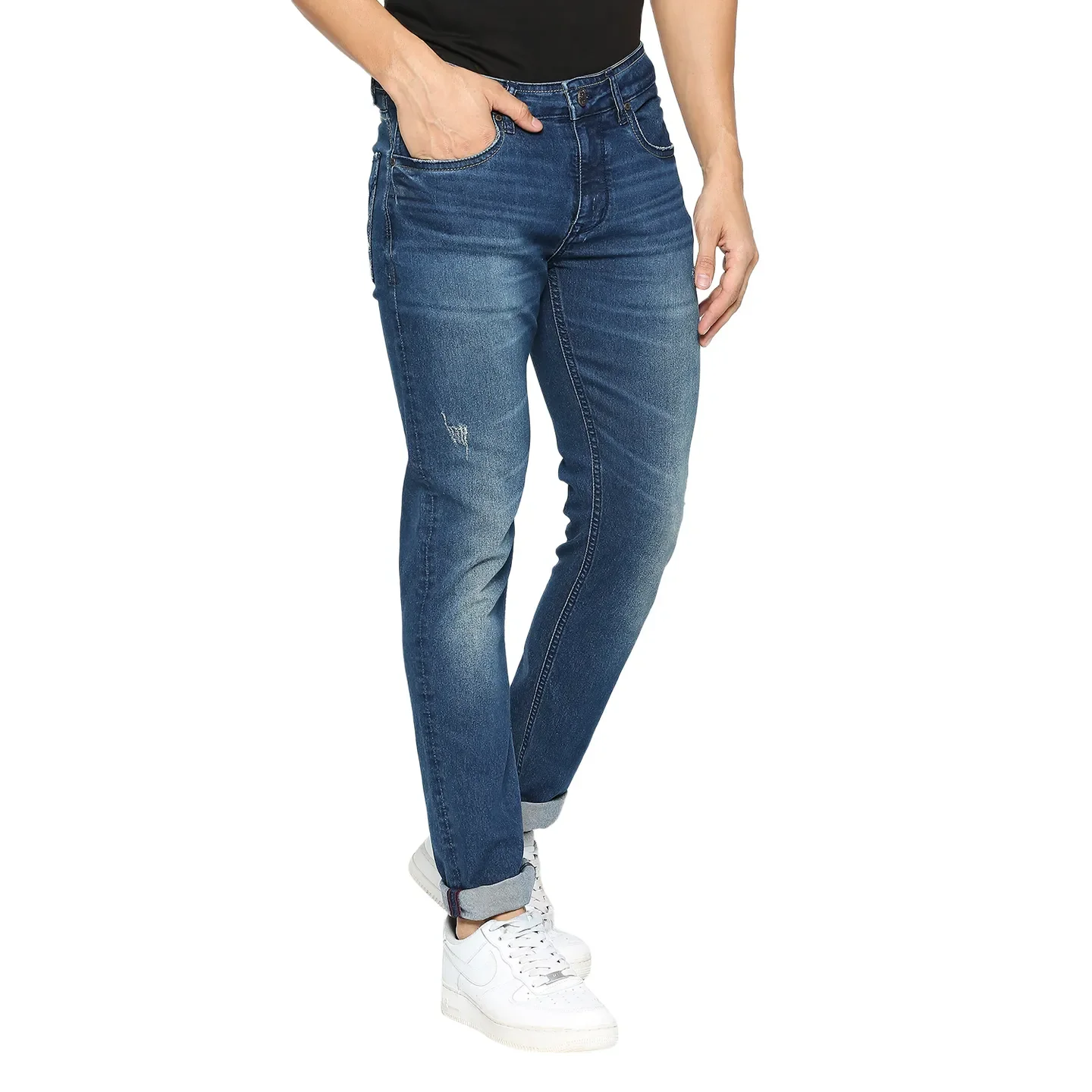 Blue Skinny Fit Denims For Men By Being Human Clothing - Image 3