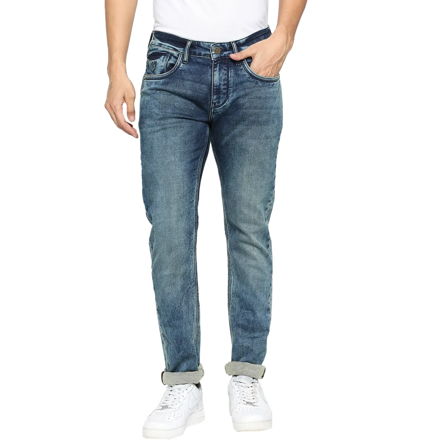 Blue Skinny Straight Fit Men's Denims by Being Human Clothing