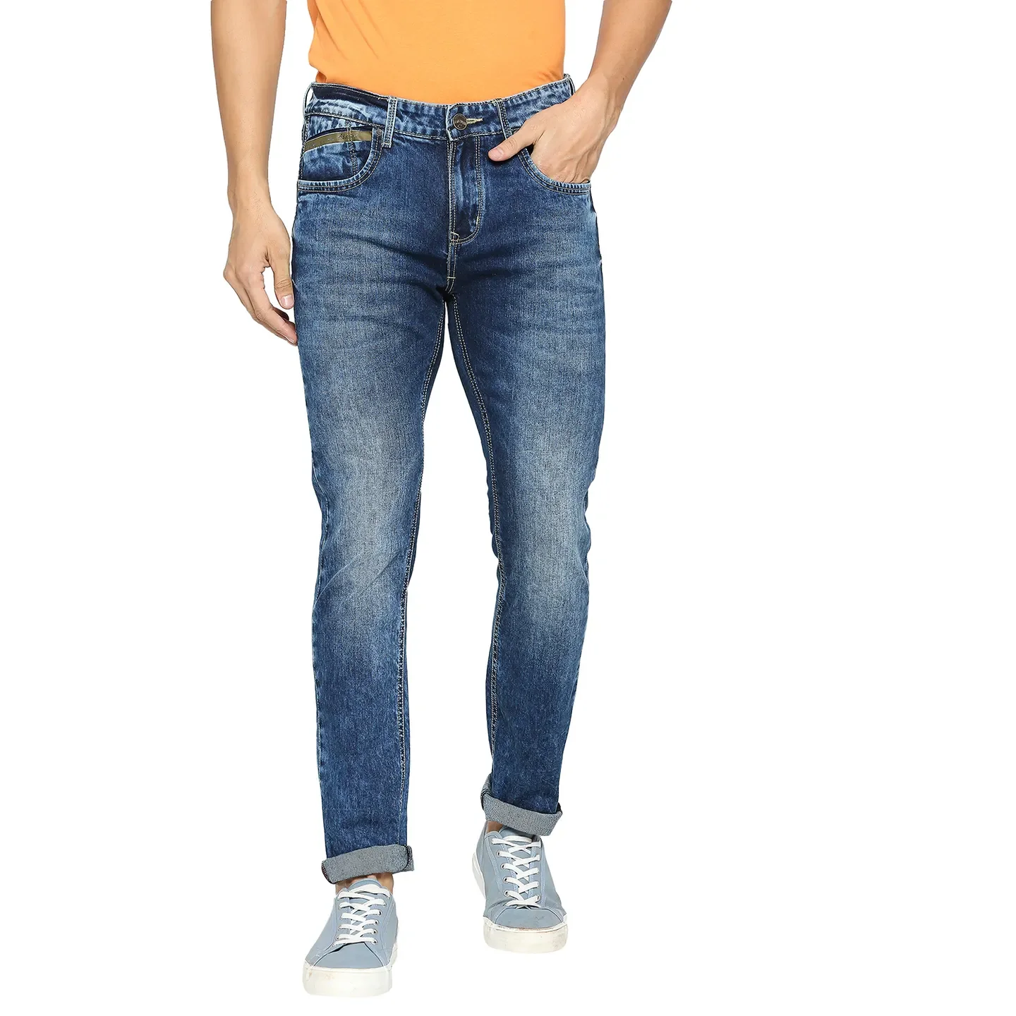 Blue Skinny Fit Denims For Men By Being Human Clothing