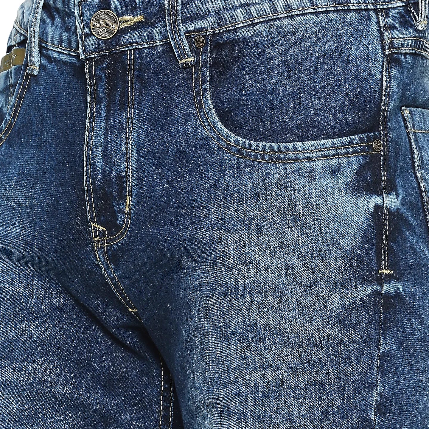 Blue Skinny Fit Denims For Men By Being Human Clothing - Image 5