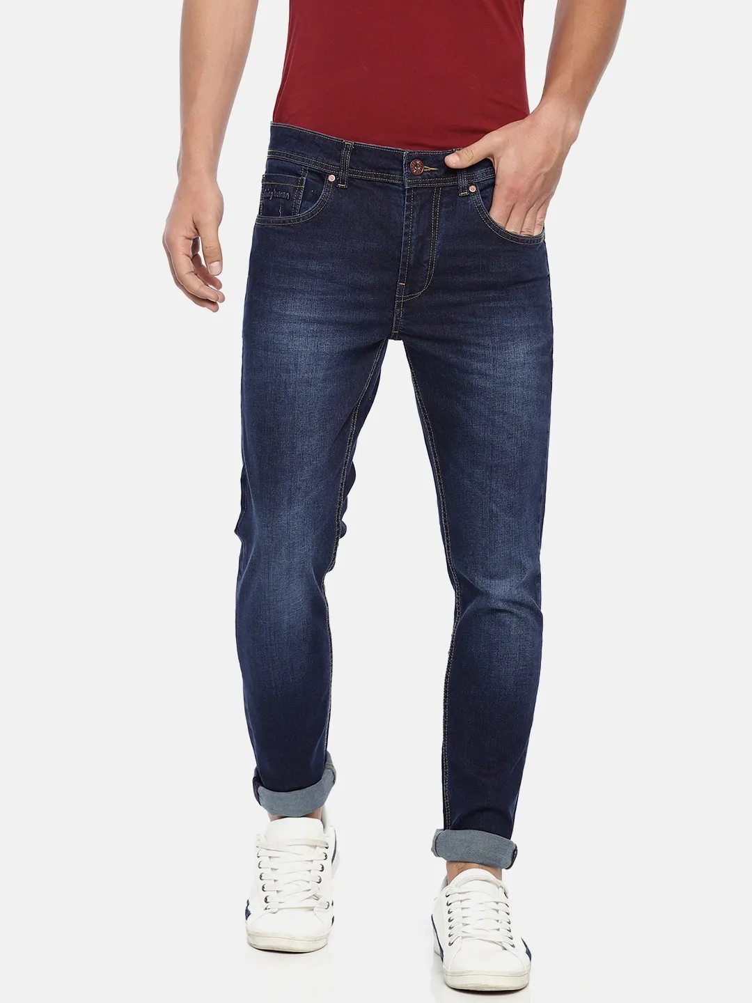 Blue Skinny Straight Fit Men's Denims by Being Human Clothing