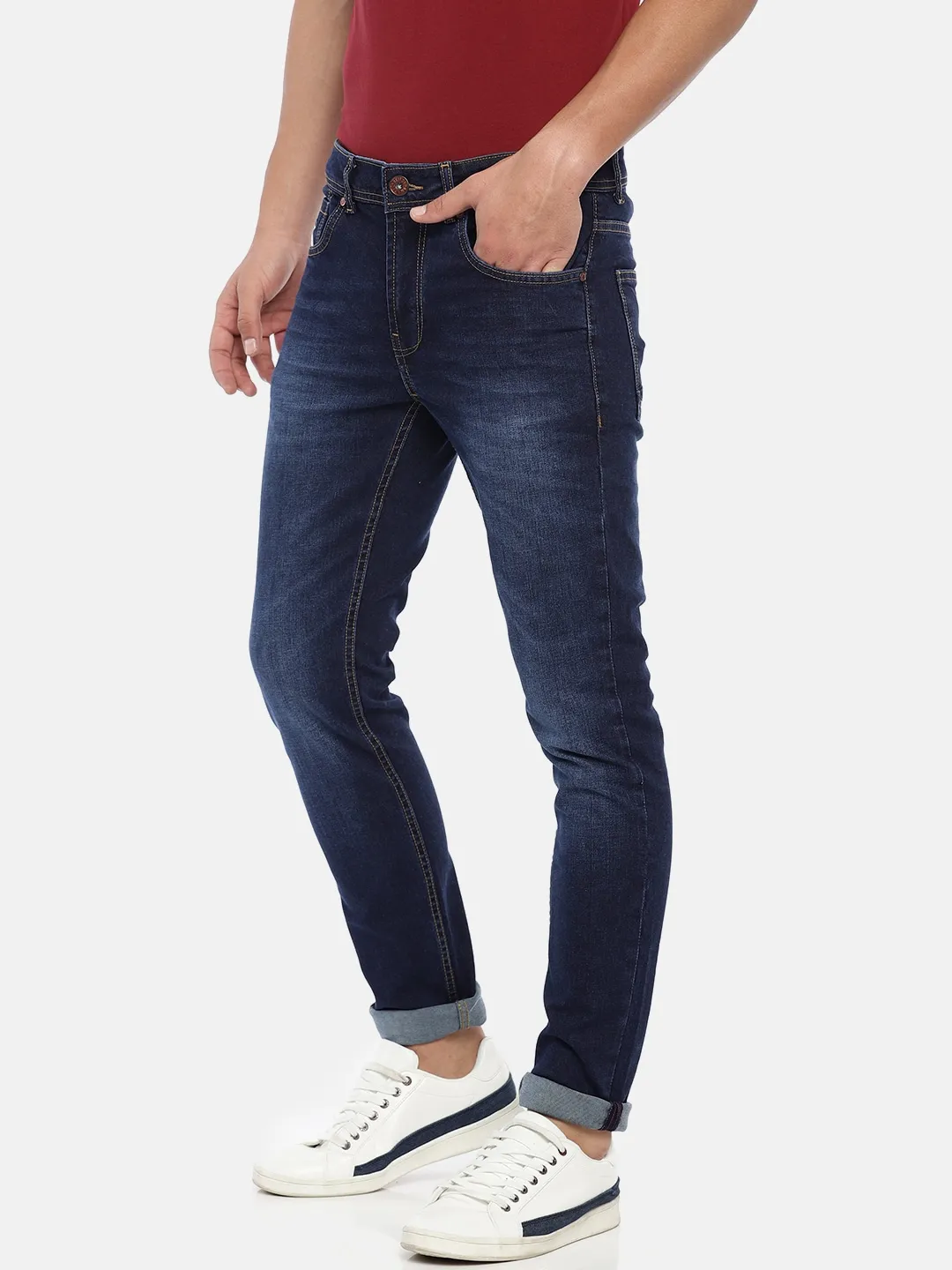 Blue Skinny Straight Fit Men's Denims by Being Human Clothing - Image 3