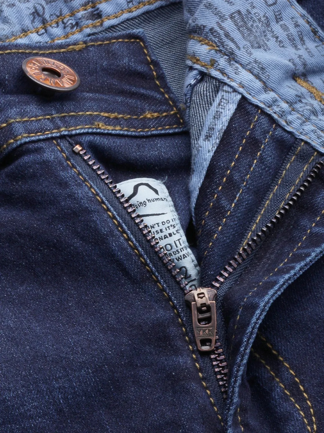 Blue Skinny Straight Fit Men's Denims by Being Human Clothing - Image 4