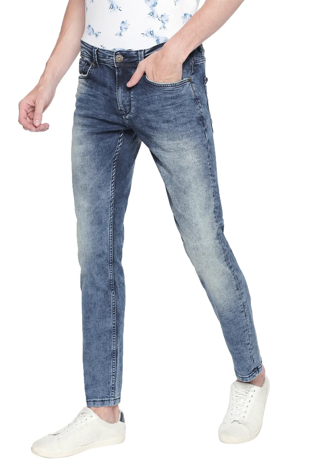 Blue Skinny Straight Fit Men's Denims by Being Human Clothing - Image 3