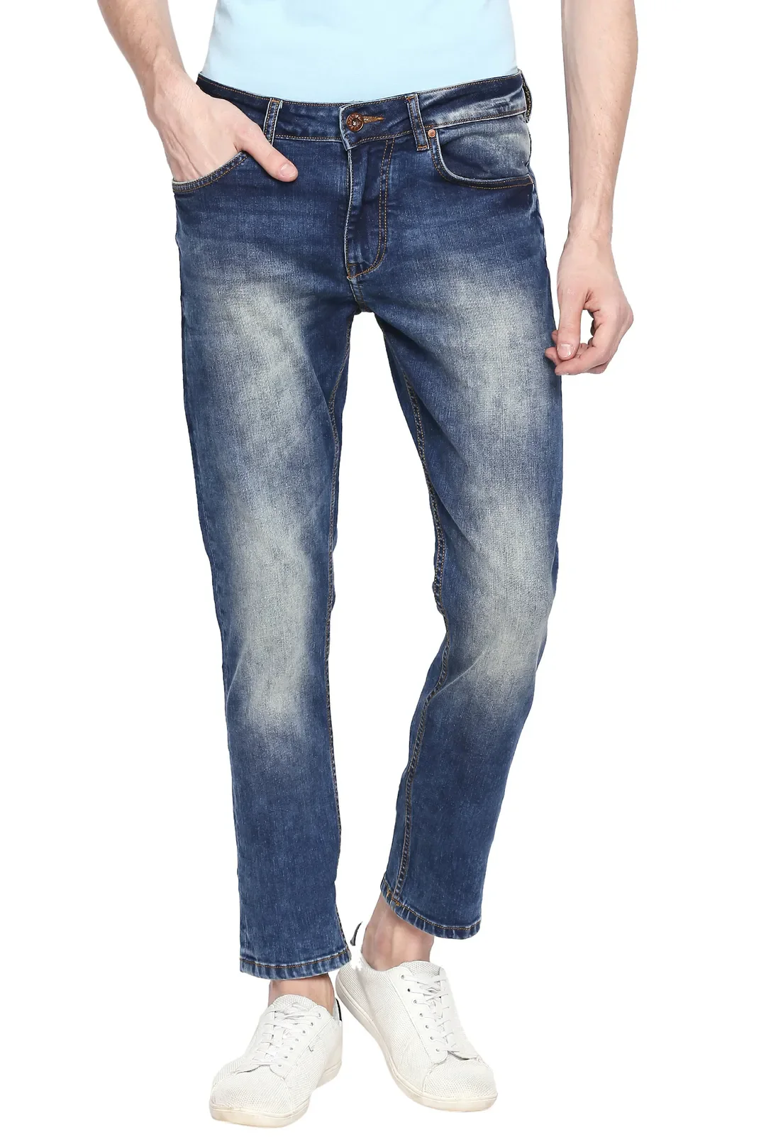 Blue Skinny Straight Fit Men's Denims by Being Human Clothing