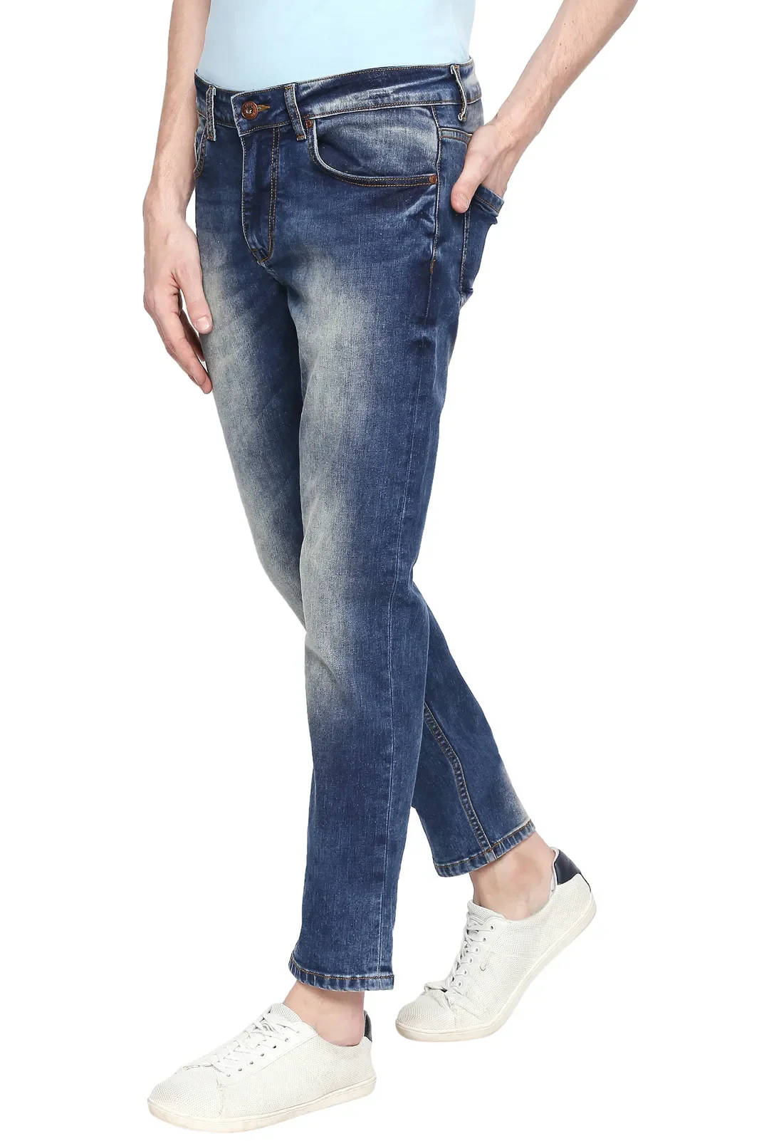 Blue Skinny Straight Fit Men's Denims by Being Human Clothing - Image 3