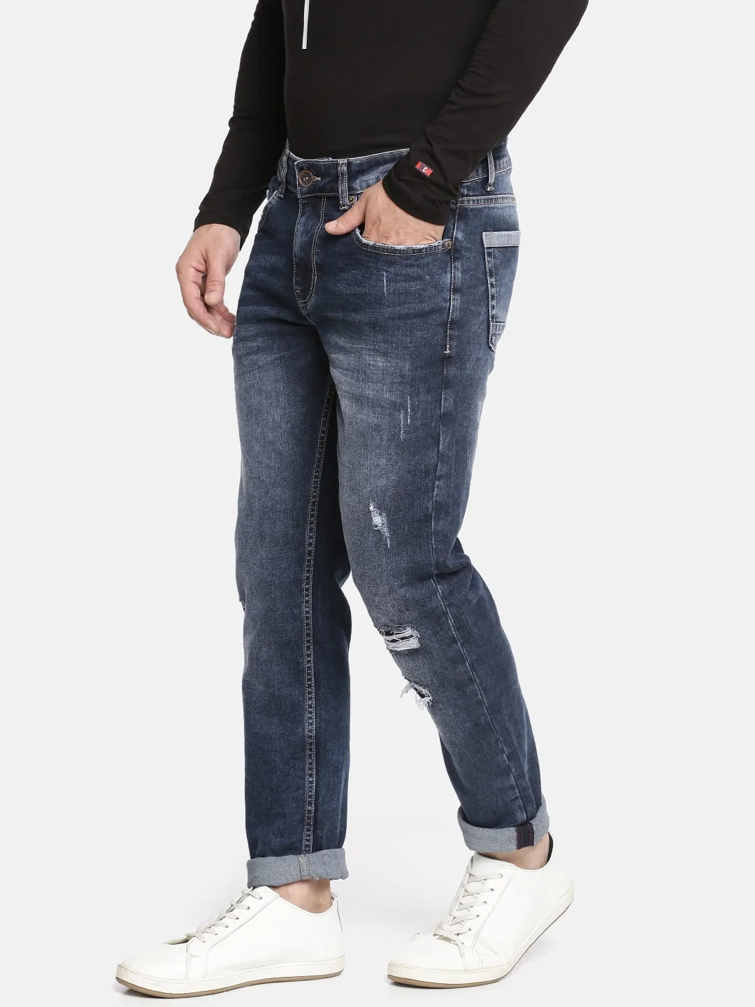 Blue Skinny Straight Fit Men's Denims by Being Human Clothing - Image 2