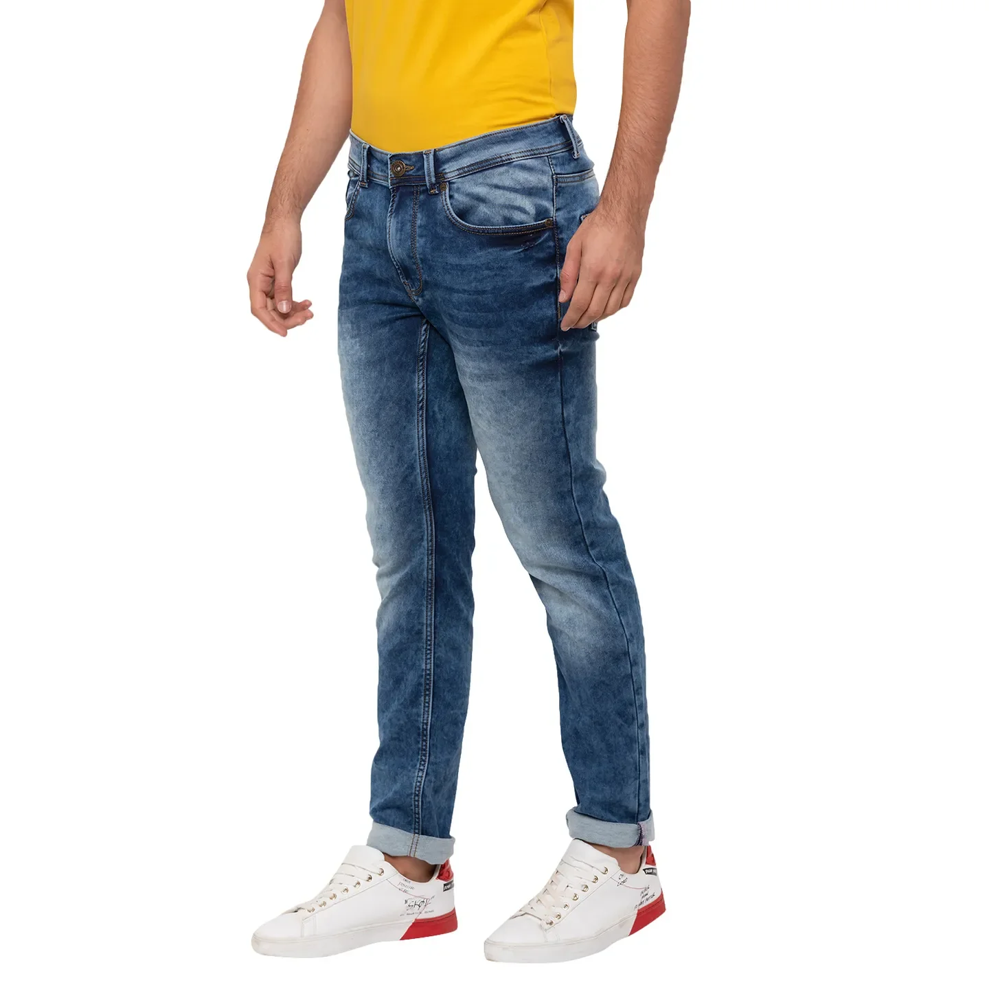 Blue Skinny Straight Fit Men's Denims by Being Human Clothing - Image 4
