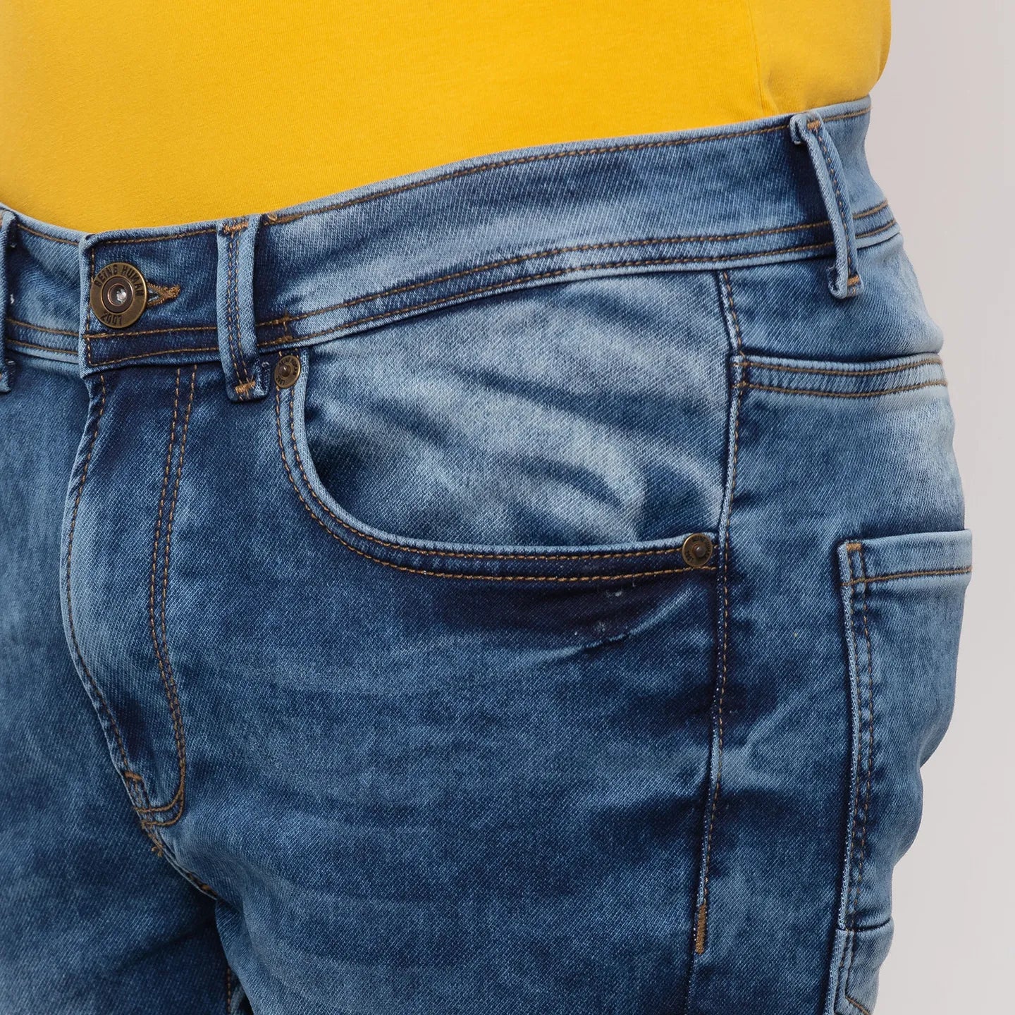 Blue Skinny Straight Fit Men's Denims by Being Human Clothing - Image 5