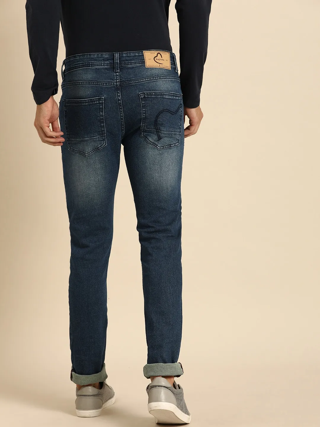 Blue Skinny Straight Fit Men's Denims by Being Human Clothing - Image 3