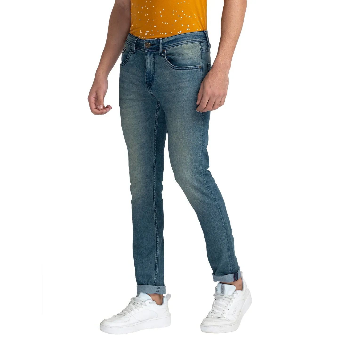 Blue Skinny Fit Denims For Men By Being Human Clothing - Image 4