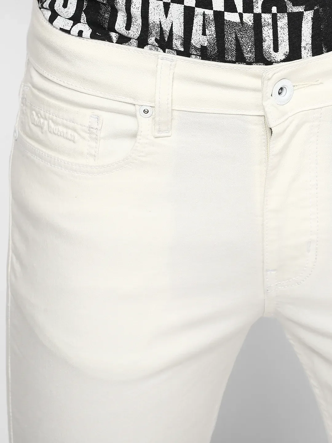 White Skinny Straight Fit Men's Denims by Being Human Clothing - Image 5