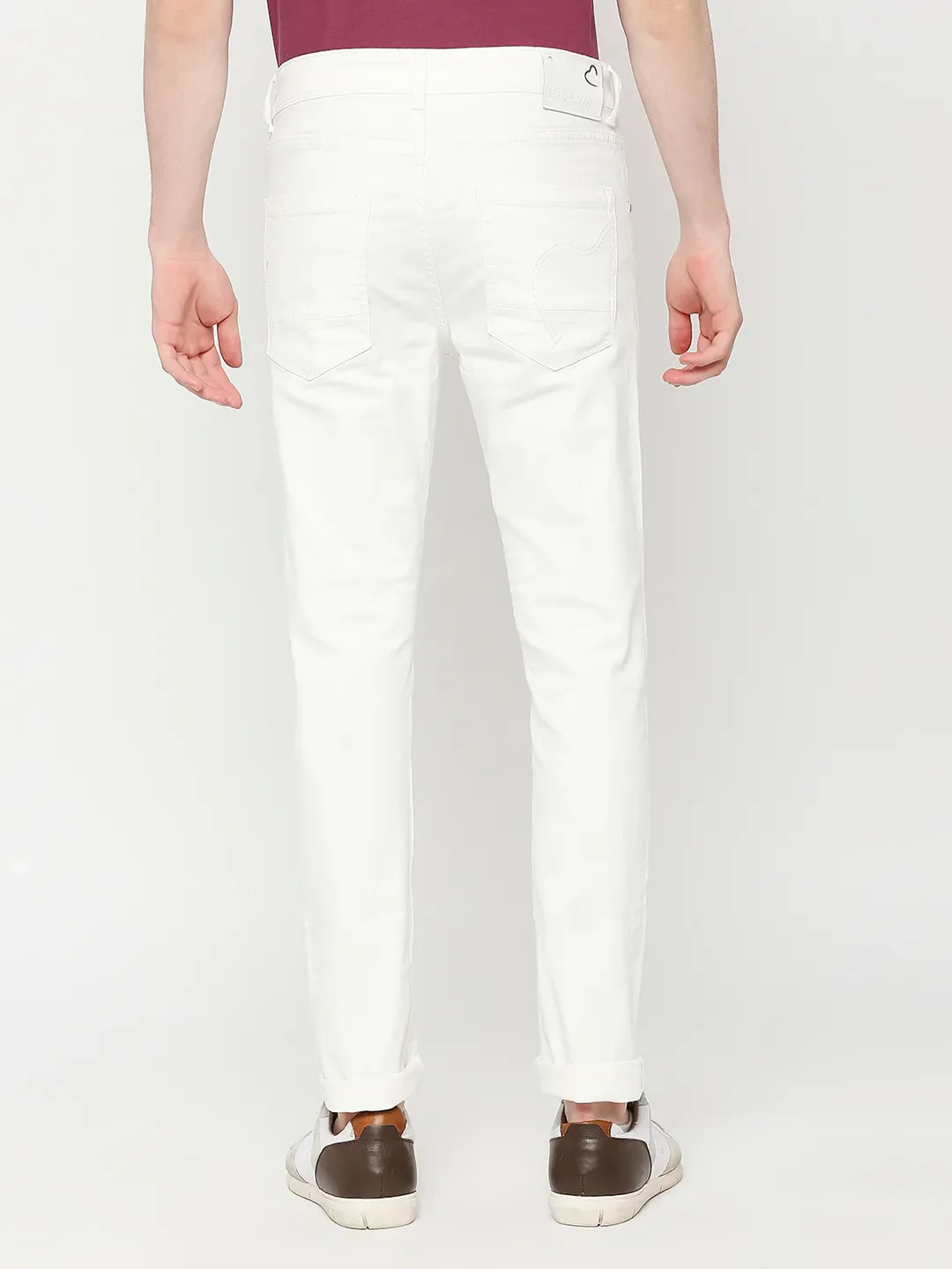 White Skinny Straight Fit Men's Denims by Being Human Clothing - Image 4