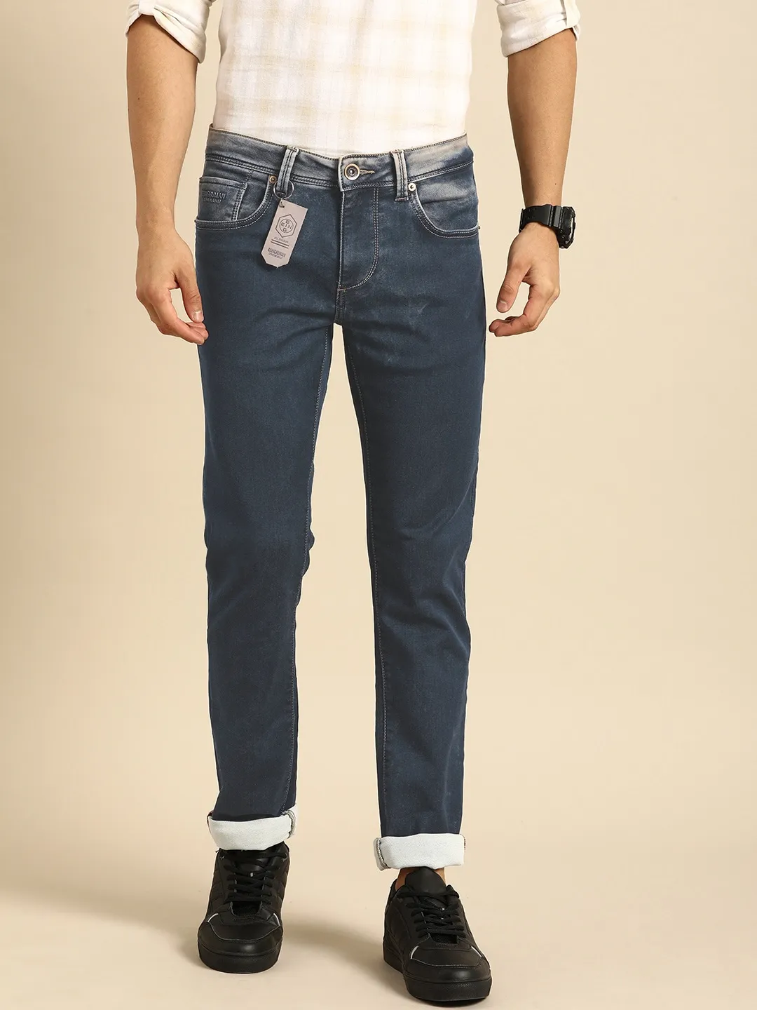 Blue Skinny Straight Fit Men's Denims by Being Human Clothing