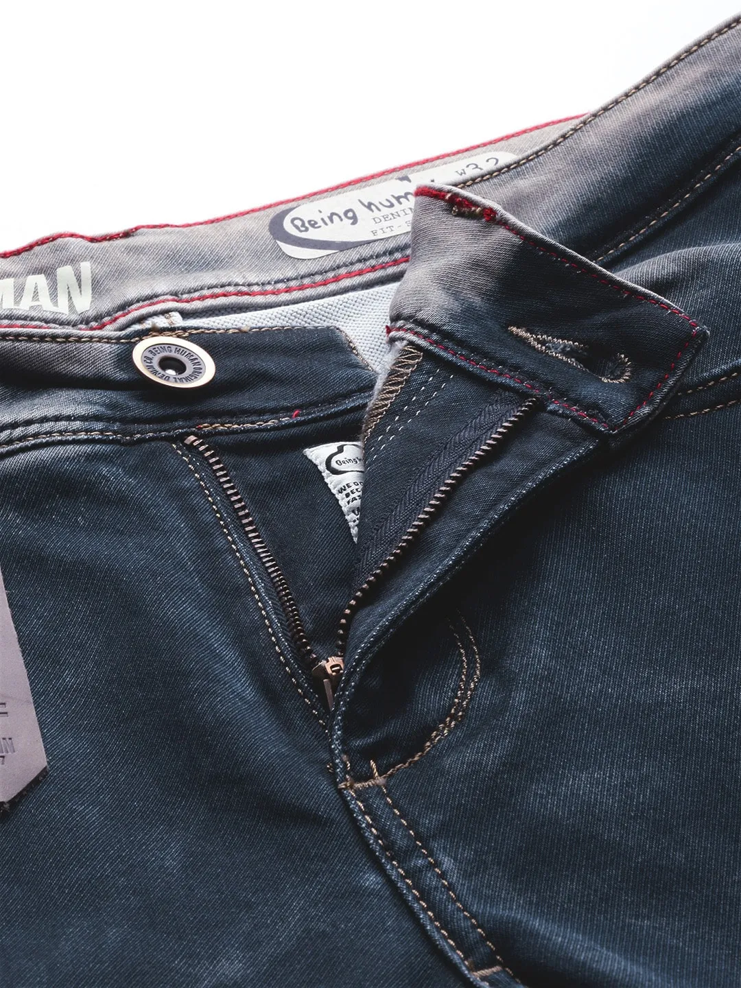 Blue Skinny Straight Fit Men's Denims by Being Human Clothing - Image 4