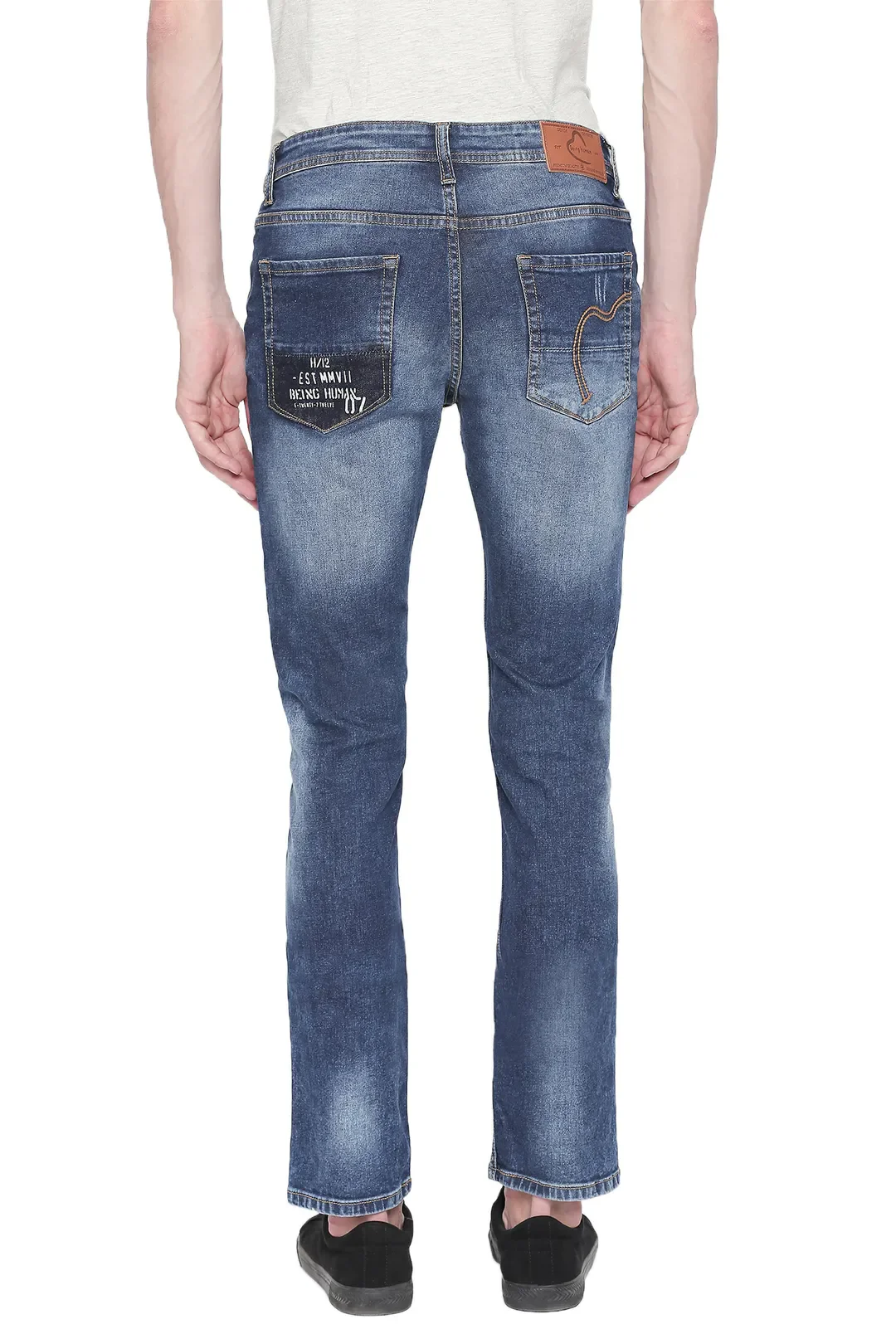Blue Skinny Straight Fit Men's Denims by Being Human Clothing - Image 3