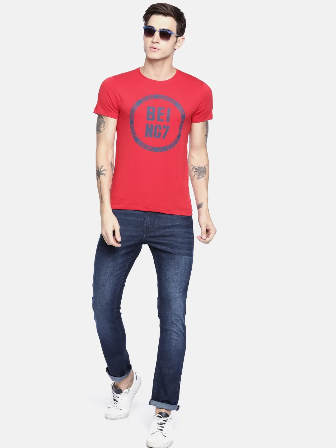 Blue Skinny Straight Fit Men's Denims by Being Human Clothing - Image 5