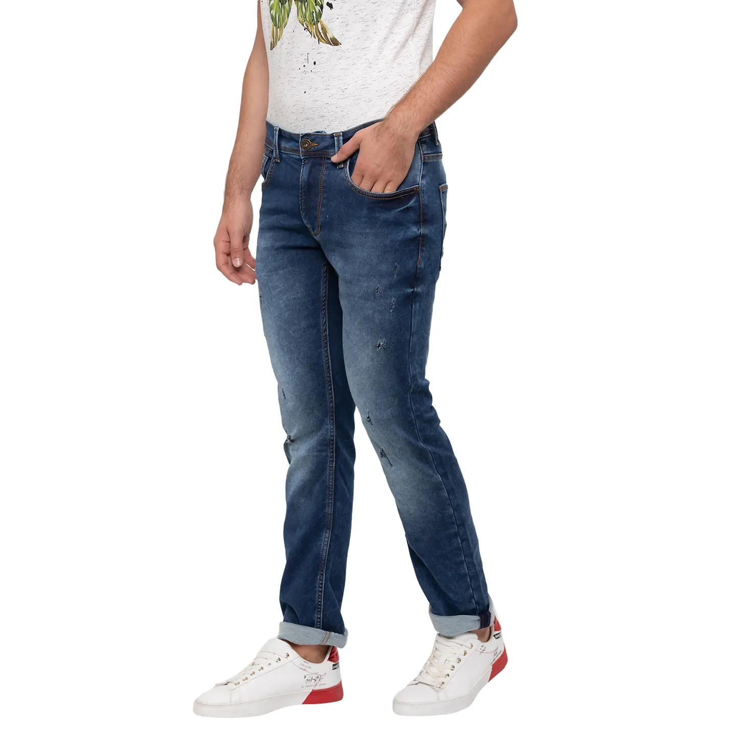 Blue Skinny Straight Fit Men's Denims by Being Human Clothing - Image 4
