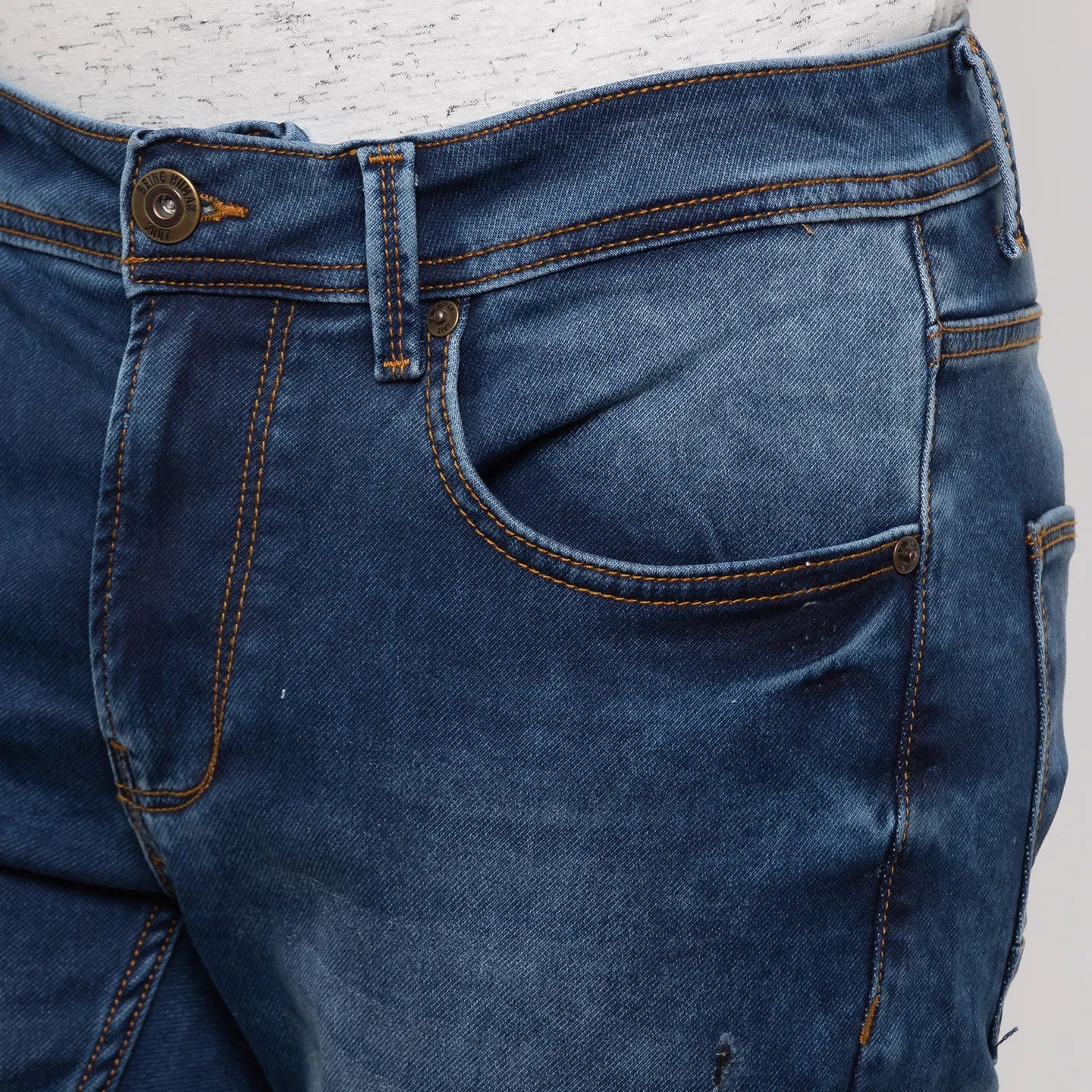 Blue Skinny Straight Fit Men's Denims by Being Human Clothing - Image 5
