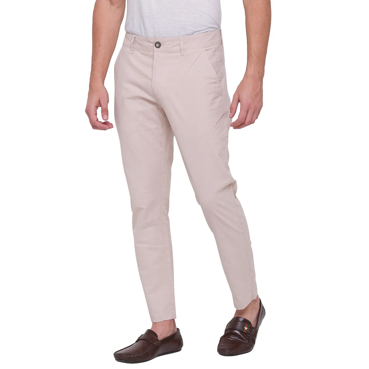 Beige Regular Fit Chinos For Men By Being Human Clothing - Image 3