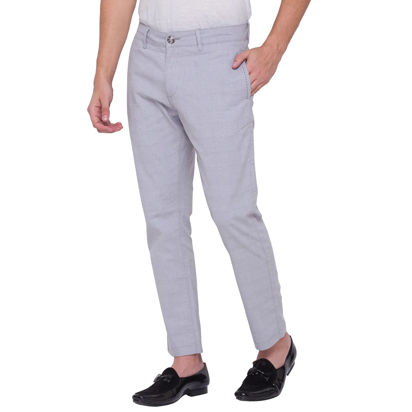 Grey Slim Cropped Fit Men's Chinos by Being Human Clothing - Image 2