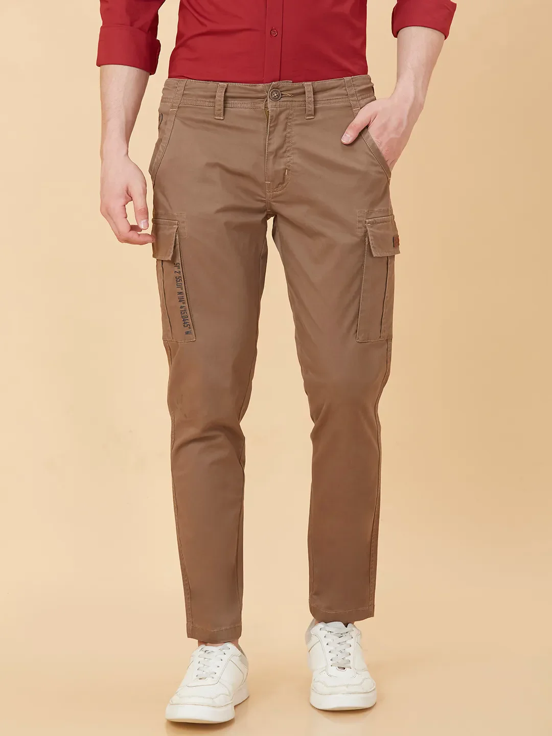 Brown Regular Fit Chinos For Men By Being Human Clothing