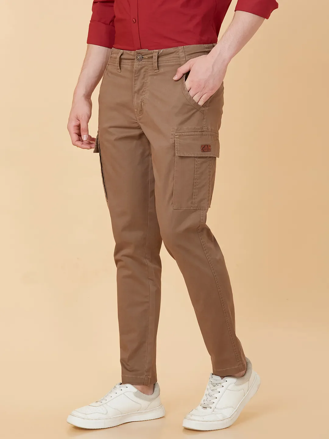 Brown Regular Fit Chinos For Men By Being Human Clothing - Image 4